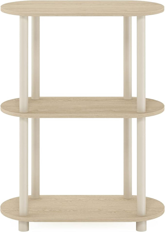 Furinno Turn-N-Tube No Tools 3-Tier Modern Oval Side Display Rack, Bauhaus Oak/Beige - LeafyLoom