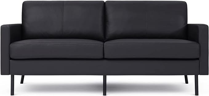 70" Top-Grain Leather Sofa, 2-Seat Upholstered Loveseat Sofa Modern Couch, Luxury Classic for Living Room Bedroom Apartment Office - LeafyLoom
