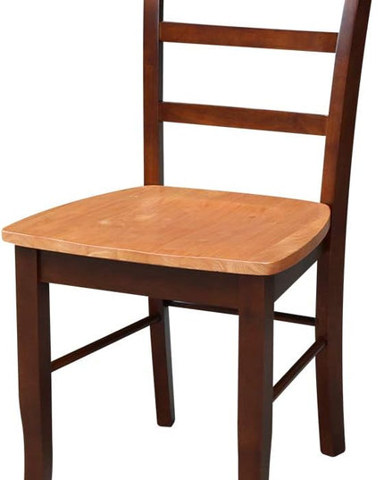 International Concepts Pair of Madrid LadderBack Chairs, Cinnamon/Espresso - LeafyLoom