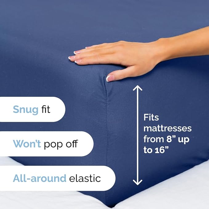 King Size 4 Piece Sheet Set - Comfy Breathable & Cooling Sheets - Hotel Luxury Bed Sheets for Women & Men - Deep Pockets, Easy-Fit, Extra Soft & Wrinkle Free Sheets - Navy Blue Oeko-Tex Bed Sheet Set - LeafyLoom