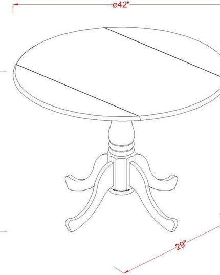 East West Furniture DLBO3-WHI-W 3 Piece Dining Room Table Set Contains a Round Kitchen Table with Dropleaf and 2 Dining Chairs, 42x42 Inch, Linen White - LeafyLoom