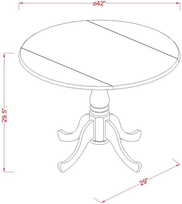East West Furniture DLBO3-WHI-W 3 Piece Dining Room Table Set Contains a Round Kitchen Table with Dropleaf and 2 Dining Chairs, 42x42 Inch, Linen White - LeafyLoom