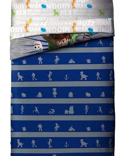 Jay Franco Disney Pixar Story 4 All The Twin/Full Comforter & Sham Set - Super Soft Kids Reversible Bedding Features Woody & Buzz Lightyear - Fade Resistant Microfiber(Official Disney Pixar Product) - LeafyLoom