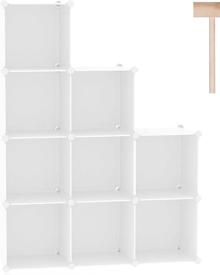 C&AHOME Cube Storage, 9-Cube Bookshelf, Plastic Closet Cabinet Organizer, DIY Stackable Bookcase, Modular Shelving Units Ideal for Home, Office, Kids Room, 36.6" L x 12.4" W x 48.4" H Milky UPCS09M - LeafyLoom
