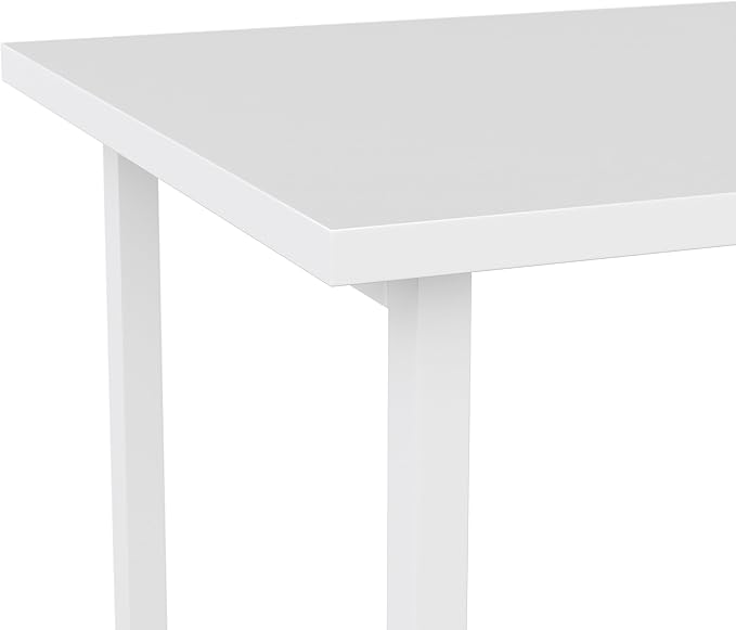 Martha Stewart Beckett Modern Trestle Desk with Open Side Shelving in White Wood Grain Finish - LeafyLoom