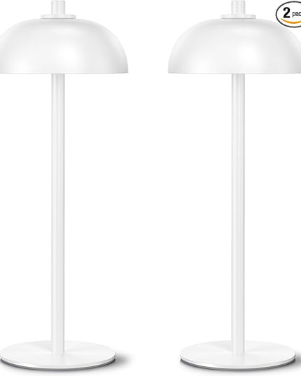2 Pack Cordless Table Lamp, 5000mAh Portable Rechargeable Table Lamp, 3 Color Modes Stepless Dimming Table Light with Memory Function, for Dinner, Patio, Home, Restaurant.(White) - LeafyLoom
