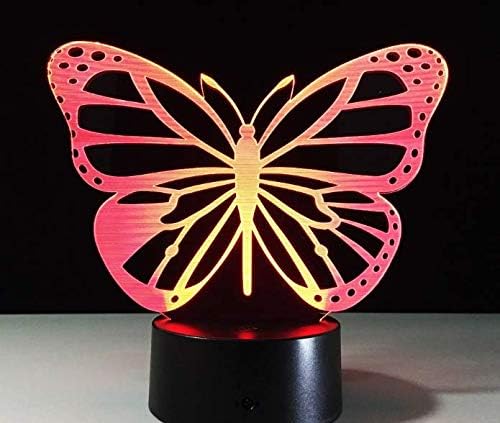 Butterfly Girl's Lamp 3D Illusion Night Lights Girl's Birthday Gifts - Multi Colors Changing Bedroom Decorative Arts Gifts for Female (Butterfly) - LeafyLoom