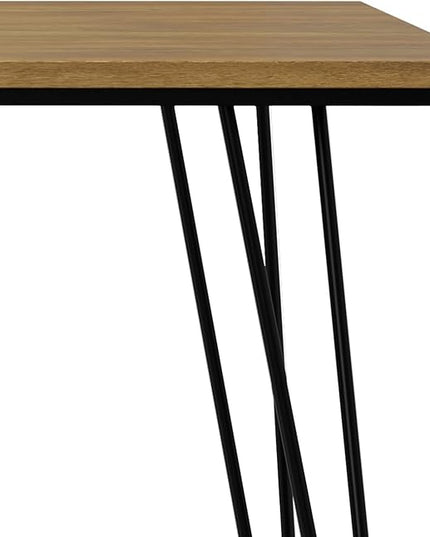 SIMPLIHOME Hunter SOLID MANGO WOOD and Metal Rectangle Industrial Table for The Dining Room, 66 inch, Light Brown - LeafyLoom