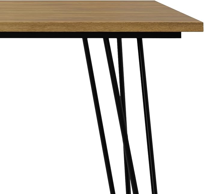 SIMPLIHOME Hunter SOLID MANGO WOOD and Metal Rectangle Industrial Table for The Dining Room, 66 inch, Light Brown - LeafyLoom