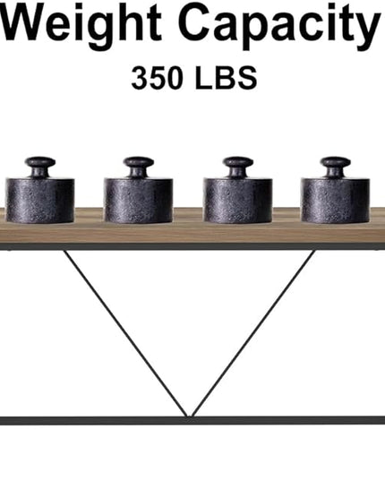 FOLUBAN Industrial Computer Desk, Rustic Wood and Metal Writing Desk, Vintage PC Table for Home Office, Oak 60 inch - LeafyLoom