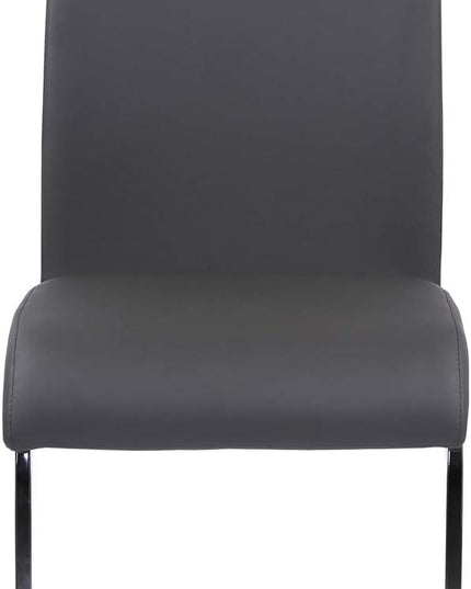 Armen Living Amanda Dining Grey faux leather with Chrome finish Kitchen & Dining Chair - Set of 2, Height - LeafyLoom