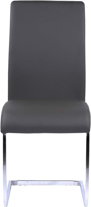 Armen Living Amanda Dining Grey faux leather with Chrome finish Kitchen & Dining Chair - Set of 2, Height - LeafyLoom