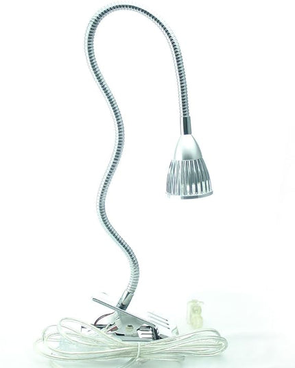 5W 5x1W Cool White 19.68inch Clamp Clip on Gooseneck High Power LED Desk Table Light Lamp Ultra Bright Silver (Silver (Cool White)) - LeafyLoom