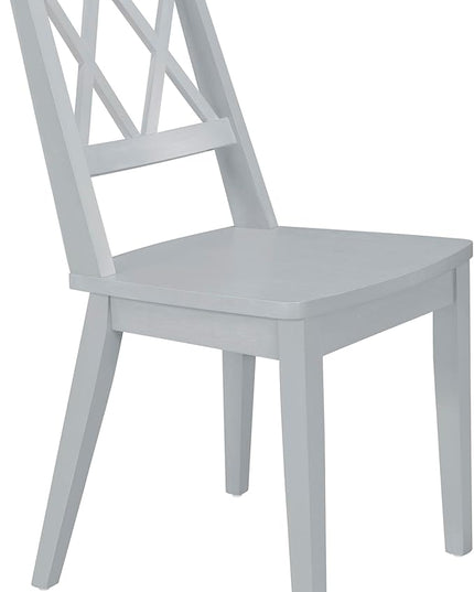 Mid-Century Round 15.7" Removable Leaf, Extending w/4 Cross Back Chairs, Room, Kitchen, Small Place, Antique Gray, 5 Piece Dining Table Set - LeafyLoom