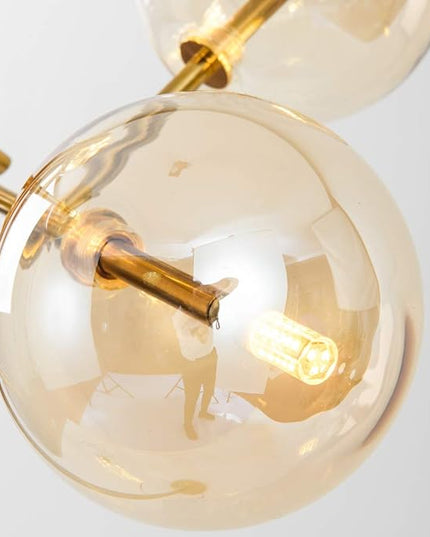 TD00145 Sputnik Chandelier Floor Lamp for Bedroom,4-Lights Glass Shade Floor Lamps for Living Room,Brass/Gold - LeafyLoom