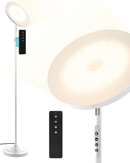Floor Lamp, 36W/3600LM Bright Floor Lamp with Remote Control, RGB Color Changing Torchiere Floor Lamp, Stepless Adjust Color Temperatures & Brightness for Bedroom and Play Room - LeafyLoom
