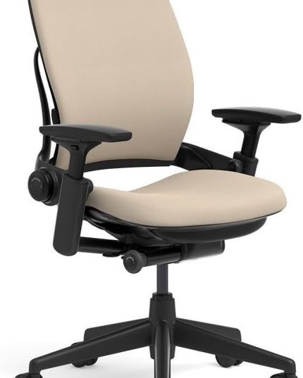 Steelcase Leap Office Chair, Black Frame and Buzz2 Sable Fabric - LeafyLoom