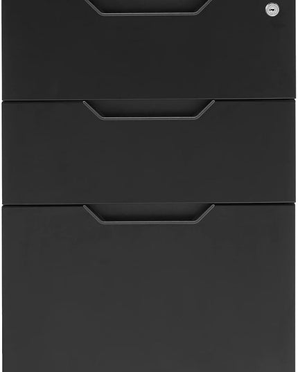 Amazon Basics 3 Drawer Mobile File Cabinet With Lock, Black, 20.71" D x 15.51" W x 24.29" H - LeafyLoom