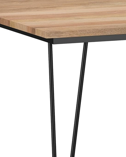 SIMPLIHOME Hunter SOLID MANGO WOOD and Metal 42 Inch Wide Square Industrial Dining Table in Natural, For the Dining Room - LeafyLoom