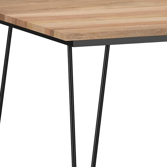 SIMPLIHOME Hunter SOLID MANGO WOOD and Metal 42 Inch Wide Square Industrial Dining Table in Natural, For the Dining Room - LeafyLoom