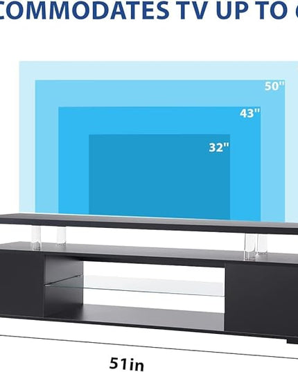 NicBex TV Stand for 65 Inch TV LED Gaming Entertainment Center Media Storage Console Table with Large Sliding Drawer & Side Cabinet for Living Room,Bedroom,51 Inch,Black - LeafyLoom