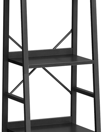 HOOBRO Bookcase, 5-Tier Narrow Bookshelf, Industrial Ladder Shelf, Skinny Bookshelf for Small Spaces, Corner Storage Shelf for Home Office, Living Room, Black BB35SJ01 - LeafyLoom