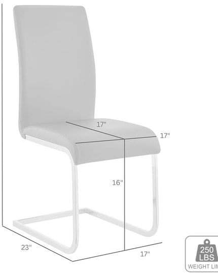 Armen Living Amanda Dining Grey faux leather with Chrome finish Kitchen & Dining Chair - Set of 2, Height - LeafyLoom
