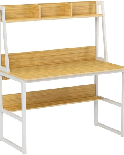 Tribesigns Computer Desk with Hutch, 47 inches Home Office Desk with Space Saving Design with Bookshelf for Small Spaces (Light Walnut, 47) - LeafyLoom
