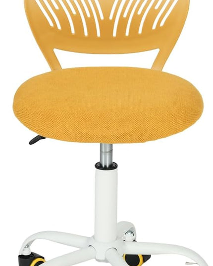 FurnitureR Writing Task Chair for Teens Boys Girls 360 Rolling Wheels Fabric Soft Pad Seat Breathable Backrest, Height Adjustable Liftup 29.5"-34.3", Lime Yellow - LeafyLoom