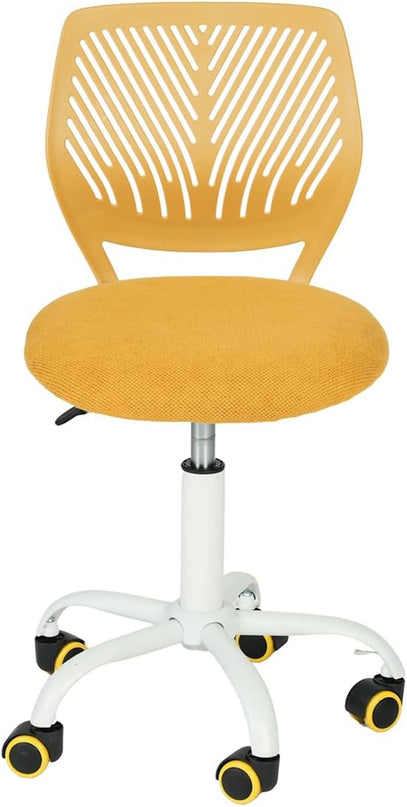 FurnitureR Writing Task Chair for Teens Boys Girls 360 Rolling Wheels Fabric Soft Pad Seat Breathable Backrest, Height Adjustable Liftup 29.5"-34.3", Lime Yellow - LeafyLoom