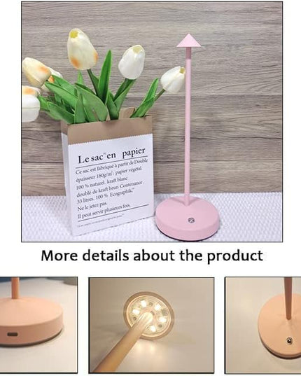 Cordless Table Lamps,Rechargeable Led Touch Bar Lamp,Portable Battery Desk Lamp,Brightness Dimmable Small Table Lamps,Minimalist Design,for Living Room/Restaurant/Couple Dinner/(Pink) - LeafyLoom