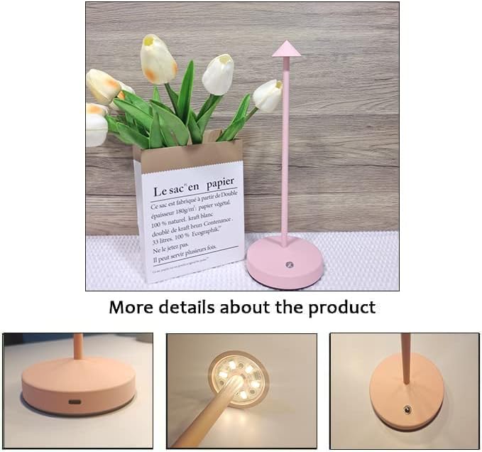 Cordless Table Lamps,Rechargeable Led Touch Bar Lamp,Portable Battery Desk Lamp,Brightness Dimmable Small Table Lamps,Minimalist Design,for Living Room/Restaurant/Couple Dinner/(Pink) - LeafyLoom