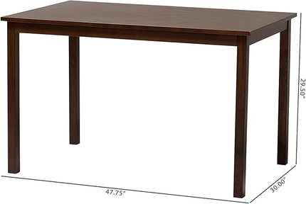 Baxton Studio Andrew Dining Table, 47.75" W x 30" D X 29.5" H, Dark Brown - LeafyLoom