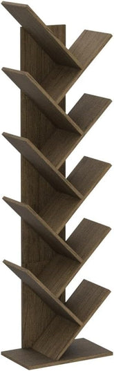 Hoctieon 10 Tier Tree Bookshelf, 10 Shelf Bookcase, Free Standing Tree Bookcase, Display Floor Standing Shelf for Books, Book Organizer Shelves for Home Office, Living Room, Bedroom, Greige - LeafyLoom