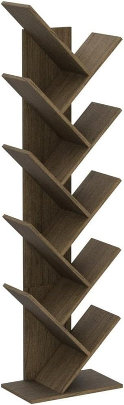 Hoctieon 10 Tier Tree Bookshelf, 10 Shelf Bookcase, Free Standing Tree Bookcase, Display Floor Standing Shelf for Books, Book Organizer Shelves for Home Office, Living Room, Bedroom, Greige - LeafyLoom