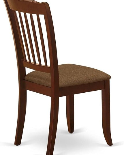 East West Furniture DAC-MAH-C Danbury Dining Room Chairs - Linen Fabric Upholstered Solid Wood Chairs, Set of 2, Mahogany - LeafyLoom