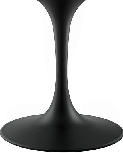 Modway Lippa 78" Oval-Shaped Mid-Century Modern Dining Table with Artificial Marble Top and Black Base - LeafyLoom
