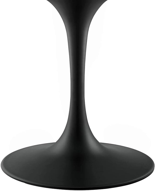 Modway Lippa 78" Oval-Shaped Mid-Century Modern Dining Table with Artificial Marble Top and Black Base - LeafyLoom