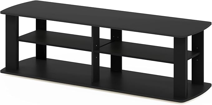 Furinno 11191BK THE Entertainment Center TV Stand, Black - LeafyLoom