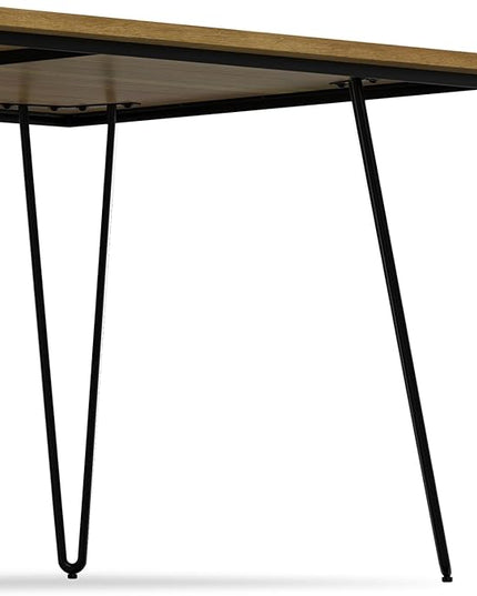 SIMPLIHOME Hunter SOLID MANGO WOOD and Metal Rectangle Industrial Table for The Dining Room, 66 inch, Light Brown - LeafyLoom