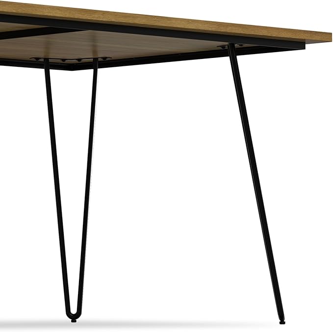 SIMPLIHOME Hunter SOLID MANGO WOOD and Metal Rectangle Industrial Table for The Dining Room, 66 inch, Light Brown - LeafyLoom