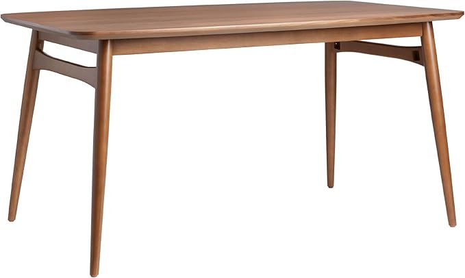 Walker Edison Mid-Century Modern Solid Wood Tapered-Leg Dining Table, 59 Inch, Walnut - LeafyLoom