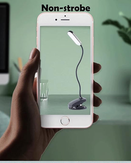 COLORLIFE Desk Lamp Clip On Light-7W 2600mAH Flexible Gooseneck Battery Operated Rechargeable Reading Lamp with Clamp & Stepless Brightness for Desk,Piano,Bed Headboard and Computers - LeafyLoom