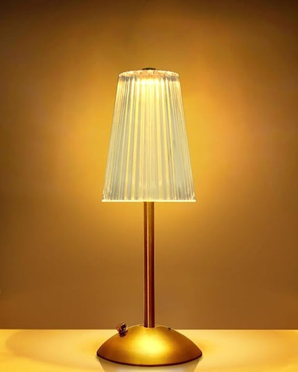 Portable Crystal Table Lamp,Cordless Metal Vintage Desk Lamp,3 Color Touch Control Rechargeable Lamp,3-Levels Brightness Room Decor Desk Lamp,Living Room,Kitchen,Dining Room Lamp (Gold-4) - LeafyLoom