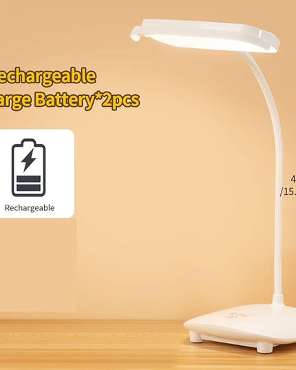 Cordless Desk Table Lamp Reading Light 40 Led Rechargeable Big Battery, Touch 3 Modes,2 Ways Power,Dimmable,Gooseneck,Small Portable Bedroom Bedside Lamp - LeafyLoom
