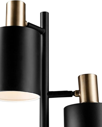 Globe Electric 67354 67" 3-Light Track Tree Lamp, Matte Black, Matte Brass Accents, Floor Lamp for Living Room, Adjustable Lamp, Home Office Accessories, Home Improvement, Reading Lamp - LeafyLoom