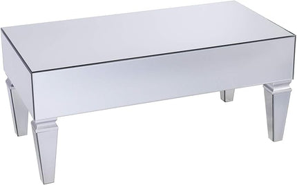 SEI Furniture Darien Contemporary Mirrored Rectangular, Rectangle Coffee Table, Silver - LeafyLoom