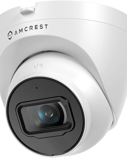 Amcrest UltraHD 4K (8MP) Outdoor Security IP Turret PoE Camera, 3840x2160, 98ft NightVision, 2.8mm Lens, IP67 Weatherproof, MicroSD Recording (256GB), White Amcrest
