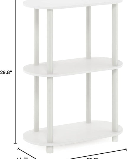 Furinno Turn-N-Tube No Tools 3-Tier Modern Oval Side Display Rack, White/Virgin White - LeafyLoom