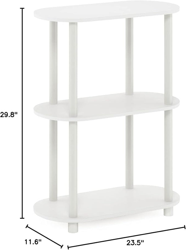 Furinno Turn-N-Tube No Tools 3-Tier Modern Oval Side Display Rack, White/Virgin White - LeafyLoom